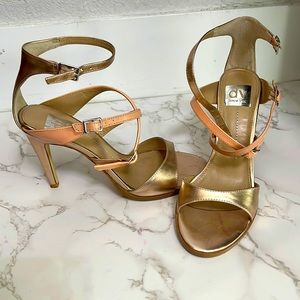 Metallic nude heels